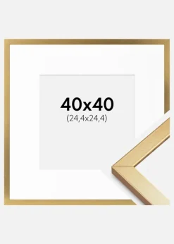 Ramme Minerva Guld 40x40 cm - Passepartout Hvid 10x10 inches