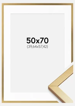 Ramme Minerva Guld 50x70 cm - Passepartout Hvid 16x23 inches