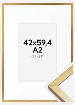Ramme Minerva Guld 42x59,4 cm - Passepartout Hvid 25x38 cm