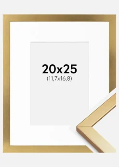 Ramme Minerva Guld 20x25 cm - Passepartout Hvid 5x7 inches