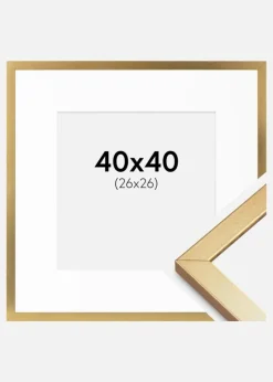 Ramme Minerva Guld 40x40 cm - Passepartout Hvid 27x27 cm