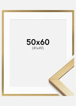 Ramme Minerva Guld 50x60 cm - Passepartout Hvid 42x50 cm
