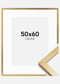 Ramme Minerva Guld 50x60 cm - Passepartout Hvid 35x45 cm