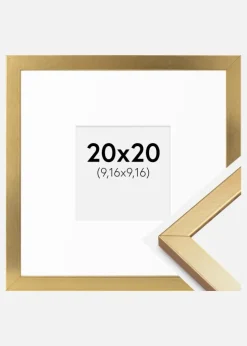 Ramme Minerva Guld 20x20 cm - Passepartout Hvid 4x4 inches