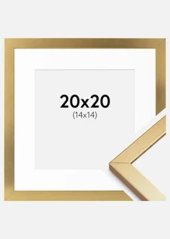 Ramme Minerva Guld 20x20 cm - Passepartout Hvid 15x15 cm