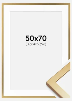 Ramme Minerva Guld 50x70 cm - Passepartout Hvid 16x24 inches