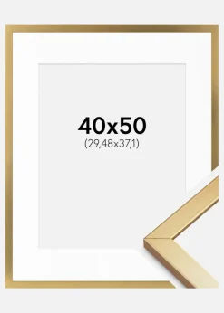 Ramme Minerva Guld 40x50 cm - Passepartout Hvid 12x15 inches
