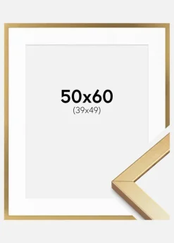Ramme Minerva Guld 50x60 cm - Passepartout Hvid 40x50 cm