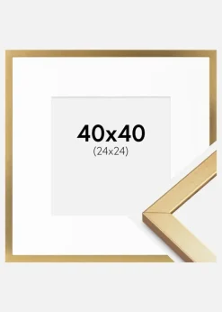 Ramme Minerva Guld 40x40 cm - Passepartout Hvid 25x25 cm