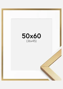 Ramme Minerva Guld 50x60 cm - Passepartout Hvid 37x46 cm