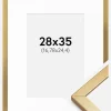 Ramme Minerva Guld 28x35 cm - Passepartout Hvid 7x10 inches