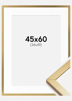 Ramme Minerva Guld 45x60 cm - Passepartout Hvid 35x50 cm