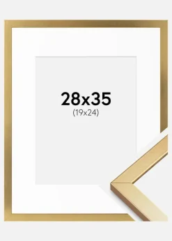 Ramme Minerva Guld 28x35 cm - Passepartout Hvid 20x25 cm