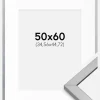 Ramme Minerva Sølv 50x60 cm - Passepartout Hvid 14x18 inches