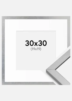 Ramme Minerva Sølv 30x30 cm - Passepartout Hvid 20x20 cm