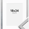 Ramme Minerva Sølv 18x24 cm - Passepartout Hvid 13x18 cm