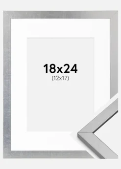 Ramme Minerva Sølv 18x24 cm - Passepartout Hvid 13x18 cm
