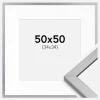 Ramme Minerva Sølv 50x50 cm - Passepartout Hvid 35x35 cm