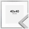Ramme Minerva Sølv 40x40 cm - Passepartout Hvid 29x29 cm