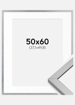 Ramme Minerva Sølv 50x60 cm - Passepartout Hvid 15x20 inches