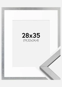 Ramme Minerva Sølv 28x35 cm - Passepartout Hvid 8x10 inches