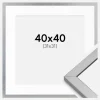 Ramme Minerva Sølv 40x40 cm - Passepartout Hvid 32x32 cm