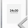 Ramme Minerva Sølv 24x30 cm - Passepartout Hvid 6x8 inches