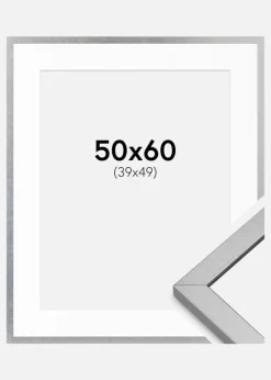 Ramme Minerva Sølv 50x60 cm - Passepartout Hvid 40x50 cm