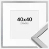 Ramme Minerva Sølv 40x40 cm - Passepartout Hvid 27x27 cm
