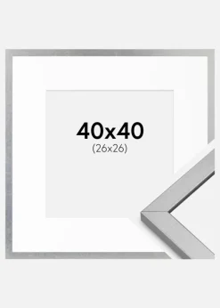 Ramme Minerva Sølv 40x40 cm - Passepartout Hvid 27x27 cm