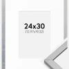 Ramme Minerva Sølv 24x30 cm - Passepartout Hvid 5,5x8 inches
