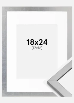 Ramme Minerva Sølv 18x24 cm - Passepartout Hvid 13x17 cm