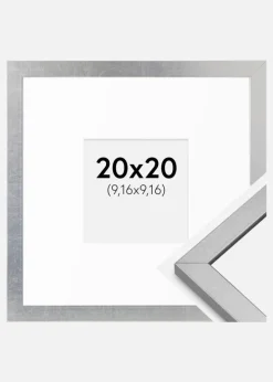 Ramme Minerva Sølv 20x20 cm - Passepartout Hvid 4x4 inches