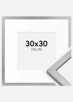 Ramme Minerva Sølv 30x30 cm - Passepartout Hvid 19x19 cm