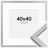 Ramme Minerva Sølv 40x40 cm - Passepartout Hvid 28x28 cm