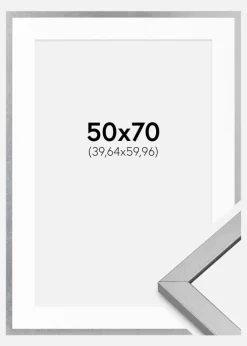Ramme Minerva Sølv 50x70 cm - Passepartout Hvid 16x24 inches
