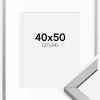 Ramme Minerva Sølv 40x50 cm - Passepartout Hvid 28x35 cm
