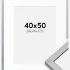 Ramme Minerva Sølv 40x50 cm - Passepartout Hvid 11x15 inches