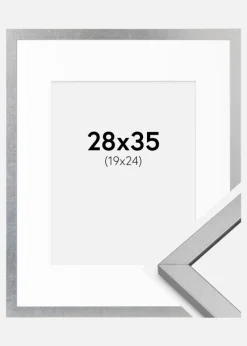 Ramme Minerva Sølv 28x35 cm - Passepartout Hvid 20x25 cm