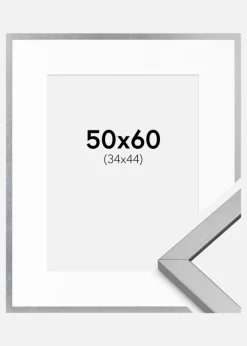 Ramme Minerva Sølv 50x60 cm - Passepartout Hvid 35x45 cm