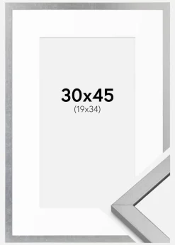 Ramme Minerva Sølv 30x45 cm - Passepartout Hvid 20x35 cm