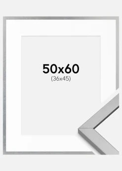 Ramme Minerva Sølv 50x60 cm - Passepartout Hvid 37x46 cm