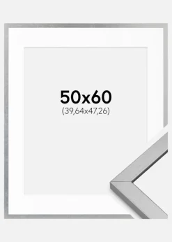 Ramme Minerva Sølv 50x60 cm - Passepartout Hvid 16x19 inches