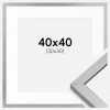 Ramme Minerva Sølv 40x40 cm - Passepartout Hvid 31x31 cm