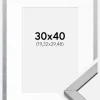 Ramme Minerva Sølv 30x40 cm - Passepartout Hvid 8x12 inches