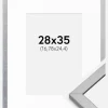 Ramme Minerva Sølv 28x35 cm - Passepartout Hvid 7x10 inches