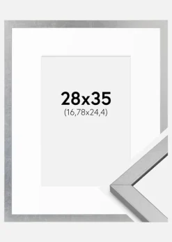 Ramme Minerva Sølv 28x35 cm - Passepartout Hvid 7x10 inches