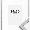 Ramme Minerva Sølv 24x30 cm - Passepartout Hvid 14x20 cm