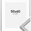 Ramme Minerva Sølv 50x60 cm - Passepartout Hvid 38x46 cm