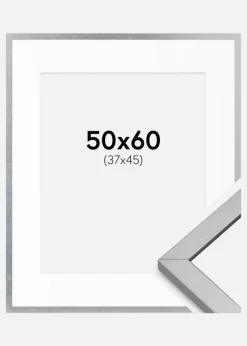Ramme Minerva Sølv 50x60 cm - Passepartout Hvid 38x46 cm